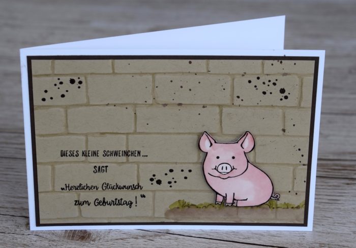 Stampin' Up! Geprägte Männerkarte mit Glücksschweinchen, Timeless Textures und Alles Liebe Geburtstagskind. www.stempelrausch.de