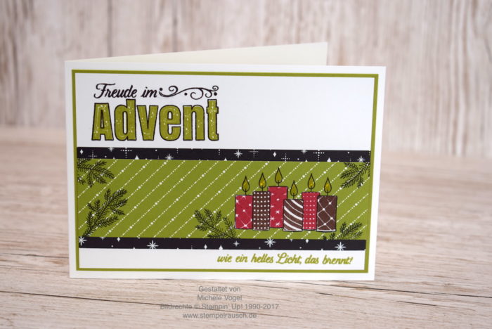 Weihnachtskarte mit Kerzen und mit dem Stempelset Freude im Advent - Stampin' Up! www.stempelrausch.de