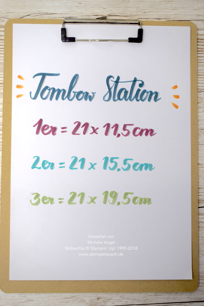 Papiermaße, Maße Farbkarton - Tombow Station basteln mit Produkten von Stampin' Up! in 3 verschiedenen Größen www.stempelrausch.de