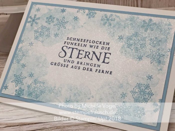 Weihnachtskarte für Anfänger mit dem Stempelset Flockenfantasie und Glanzfarbe von Stampin' Up! www.stempelrausch.de