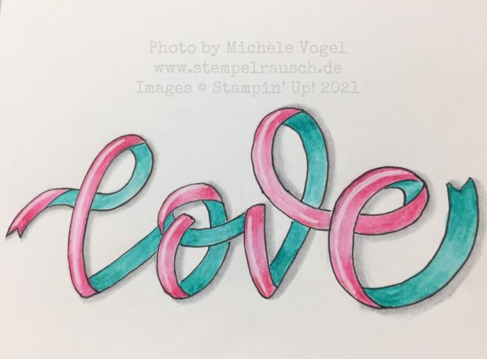 Ribbon Lettering mit Aquarellstiften