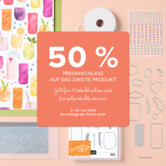 50% Preisnachlass auf das zweite Produkt - gilt für Produktreihen und Einzelprodukte daraus, vom 03.-30.06.2025